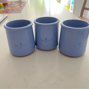 3 Le Fermiere Ceramic Yogurt Pots Jars